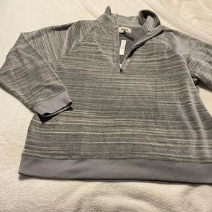 Madewell MWL Grey Striped Velvour Quarter Zip - Size XL NWT